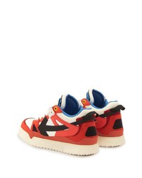 Baskets basses en cuir blanc et rouge Off-White