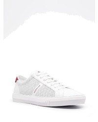 Baskets basses en cuir blanc et rouge Moncler