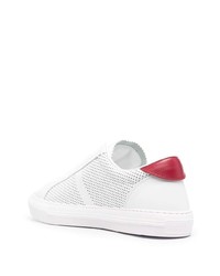 Baskets basses en cuir blanc et rouge Moncler