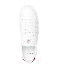 Baskets basses en cuir blanc et rouge Moncler