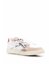 Baskets basses en cuir blanc et rouge Off-White