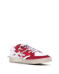 Baskets basses en cuir blanc et rouge Off-White