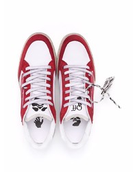 Baskets basses en cuir blanc et rouge Off-White