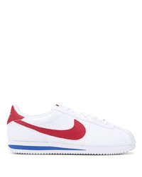 Baskets basses en cuir blanc et rouge Nike