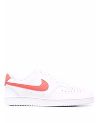 Baskets basses en cuir blanc et rouge Nike