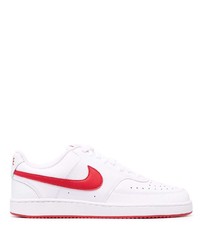 Baskets basses en cuir blanc et rouge Nike