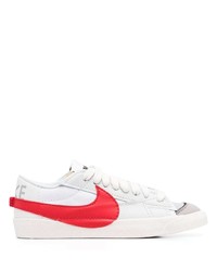 Baskets basses en cuir blanc et rouge Nike