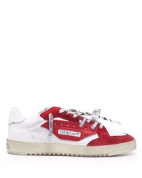 Baskets basses en cuir blanc et rouge Off-White