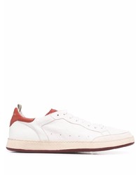 Baskets basses en cuir blanc et rouge Officine Creative