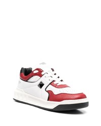 Baskets basses en cuir blanc et rouge Valentino Garavani