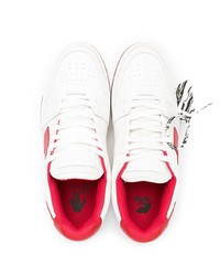 Baskets basses en cuir blanc et rouge Off-White