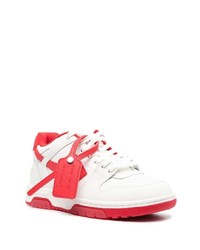 Baskets basses en cuir blanc et rouge Off-White