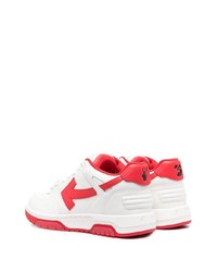 Baskets basses en cuir blanc et rouge Off-White