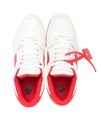 Baskets basses en cuir blanc et rouge Off-White