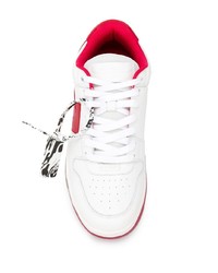 Baskets basses en cuir blanc et rouge Off-White