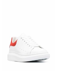 Baskets basses en cuir blanc et rouge Alexander McQueen