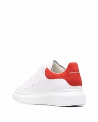 Baskets basses en cuir blanc et rouge Alexander McQueen