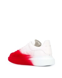 Baskets basses en cuir blanc et rouge Alexander McQueen