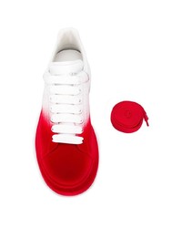 Baskets basses en cuir blanc et rouge Alexander McQueen