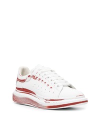 Baskets basses en cuir blanc et rouge Alexander McQueen