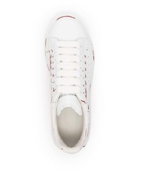 Baskets basses en cuir blanc et rouge Alexander McQueen