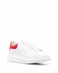 Baskets basses en cuir blanc et rouge Alexander McQueen