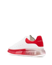 Baskets basses en cuir blanc et rouge Alexander McQueen