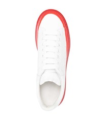 Baskets basses en cuir blanc et rouge Alexander McQueen