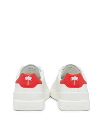 Baskets basses en cuir blanc et rouge Palm Angels