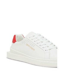 Baskets basses en cuir blanc et rouge Palm Angels