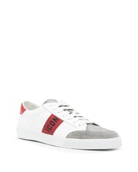 Baskets basses en cuir blanc et rouge DSQUARED2