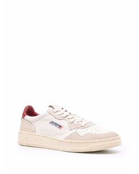 Baskets basses en cuir blanc et rouge AUTRY