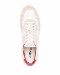 Baskets basses en cuir blanc et rouge AUTRY