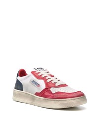 Baskets basses en cuir blanc et rouge AUTRY