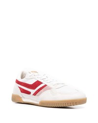 Baskets basses en cuir blanc et rouge Tom Ford