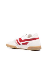 Baskets basses en cuir blanc et rouge Tom Ford