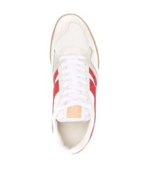 Baskets basses en cuir blanc et rouge Tom Ford