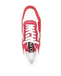 Baskets basses en cuir blanc et rouge Moncler