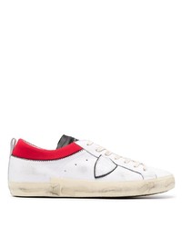 Baskets basses en cuir blanc et rouge Philippe Model Paris