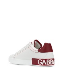 Baskets basses en cuir blanc et rouge Dolce & Gabbana