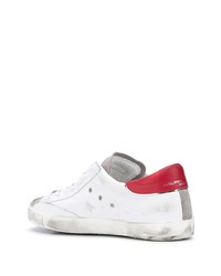 Baskets basses en cuir blanc et rouge Philippe Model Paris