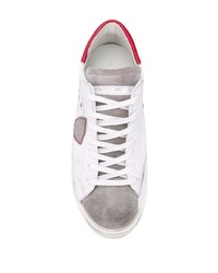 Baskets basses en cuir blanc et rouge Philippe Model Paris