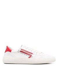 Baskets basses en cuir blanc et rouge Puraai