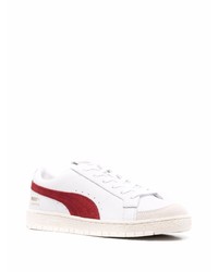 Baskets basses en cuir blanc et rouge Puma