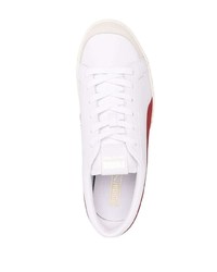 Baskets basses en cuir blanc et rouge Puma