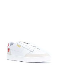 Baskets basses en cuir blanc et rouge Puma