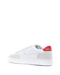 Baskets basses en cuir blanc et rouge Puma