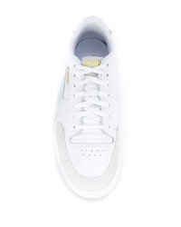 Baskets basses en cuir blanc et rouge Puma