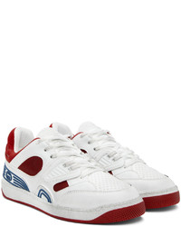 Baskets basses en cuir blanc et rouge Gucci