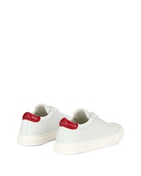 Baskets basses en cuir blanc et rouge Giuseppe Zanotti